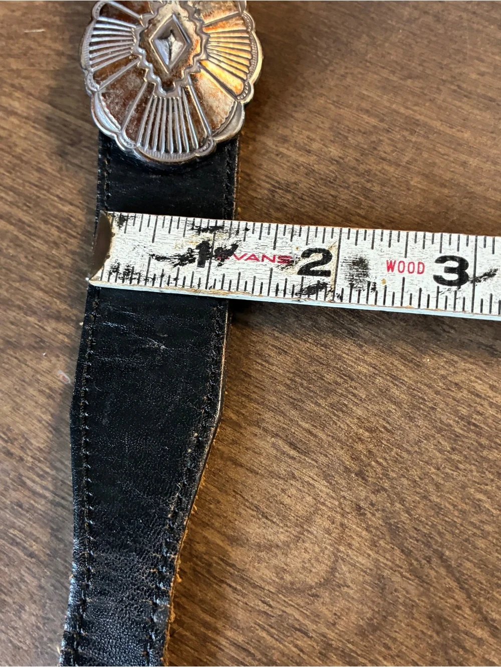 JUSTIN 514BK Western Black and Black Leather Concho Belt, Buckle & Tip 32 (1992)